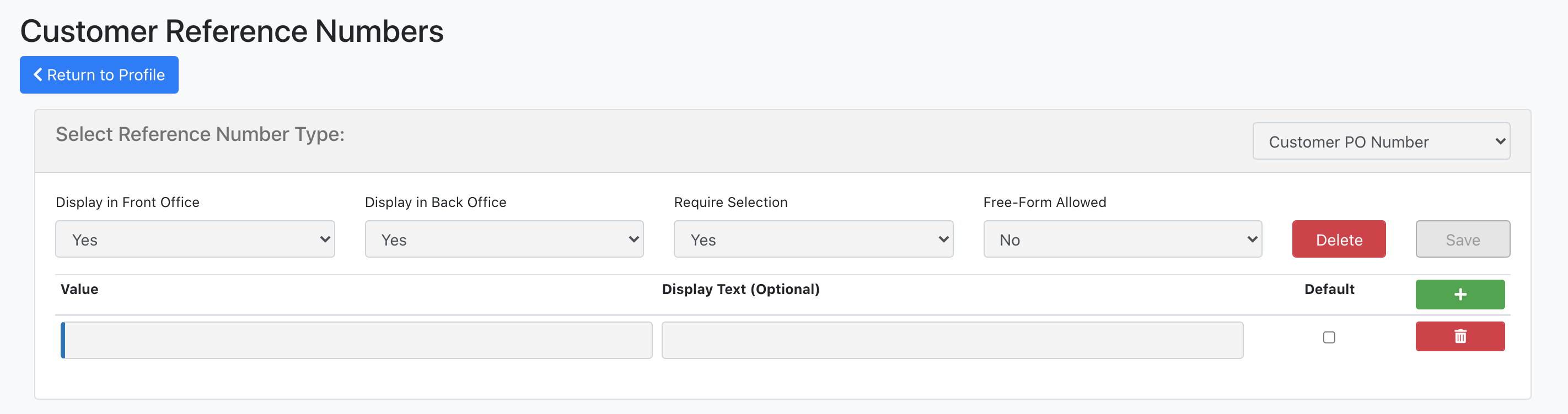 Company Profile - Custom Reference Numbers